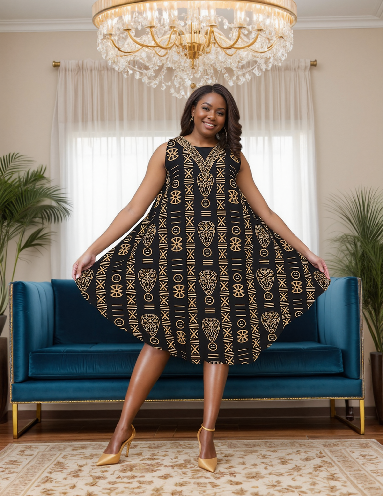 PNA-1360 - Beautiful Women's Lightweight Sleeveless Umbrella Dress With Scarf - (6-PCS PRE-PACK) ($8 Each)
