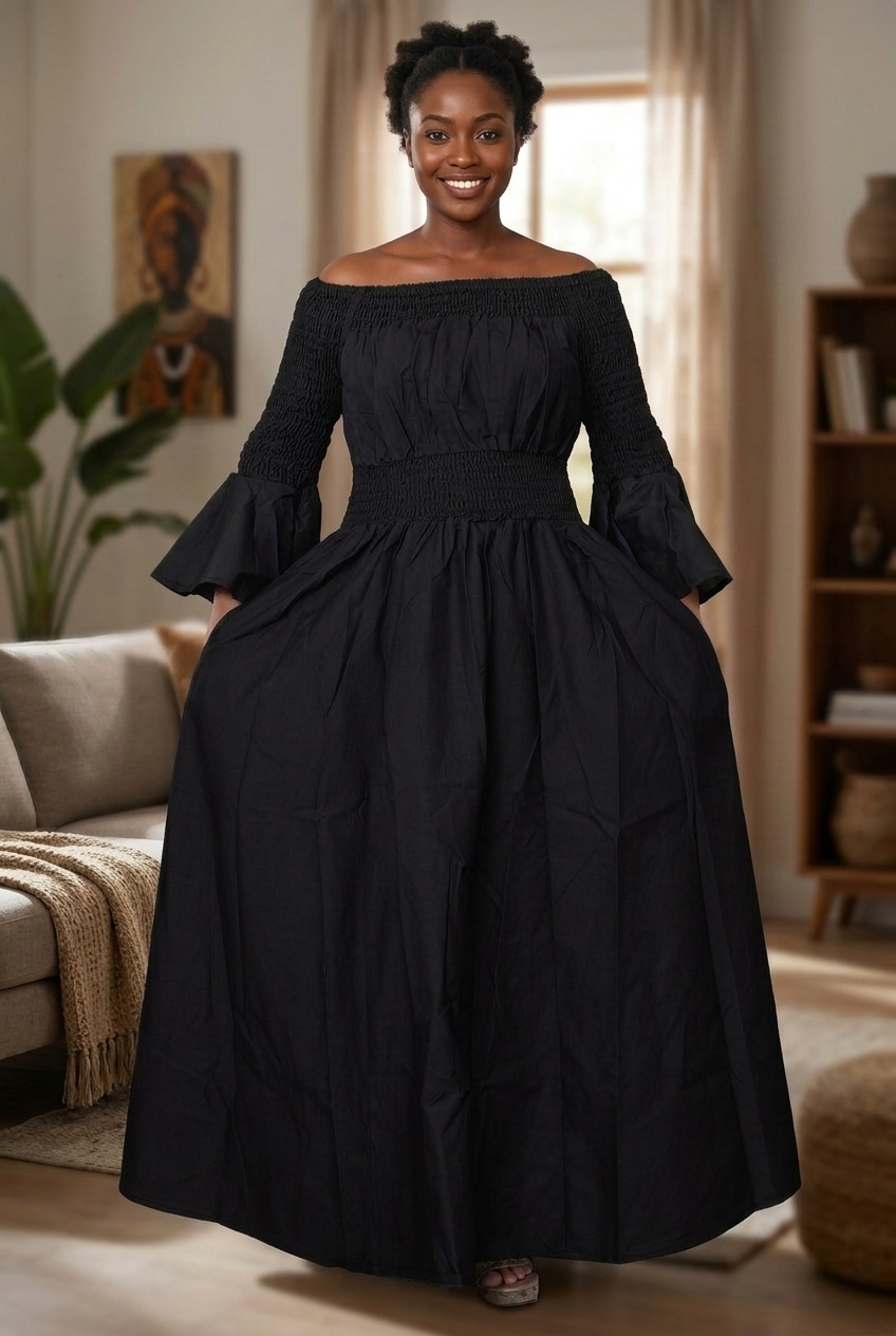 7556 -Off Shoulder Maxi Dress  - $25.00 Each (3 pcs per pack)