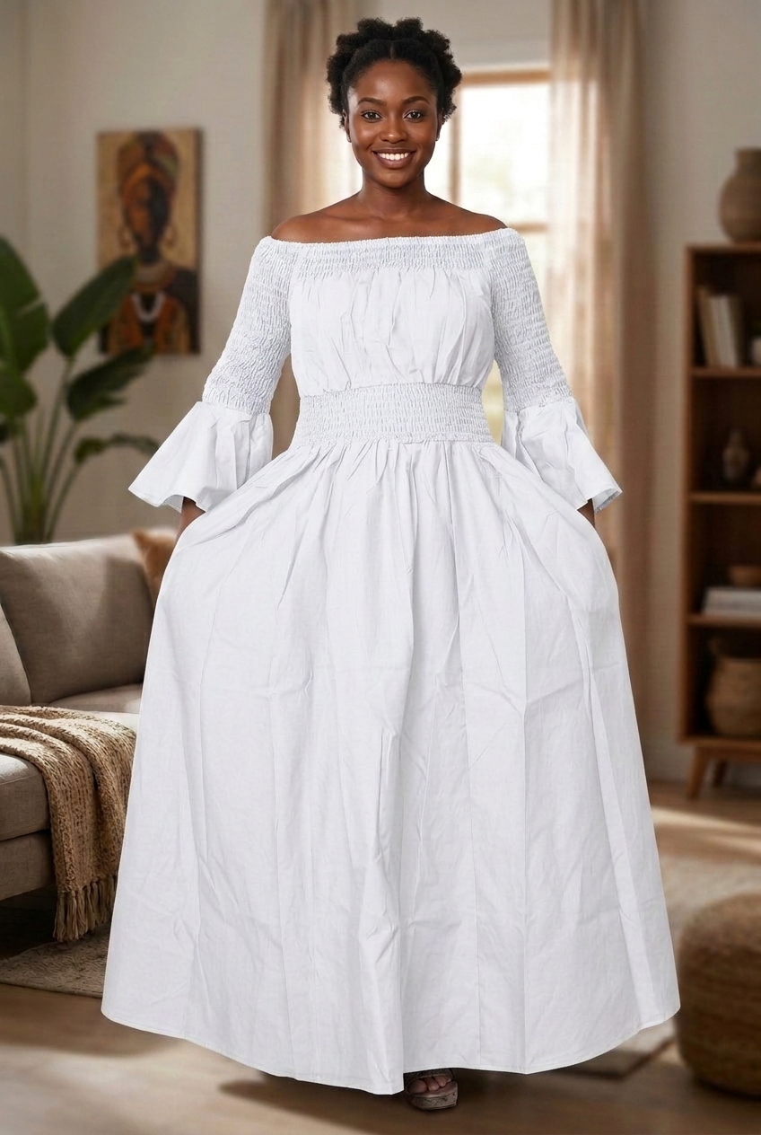 7556 -Off Shoulder Maxi Dress  - $25.00 Each (3 pcs per pack)