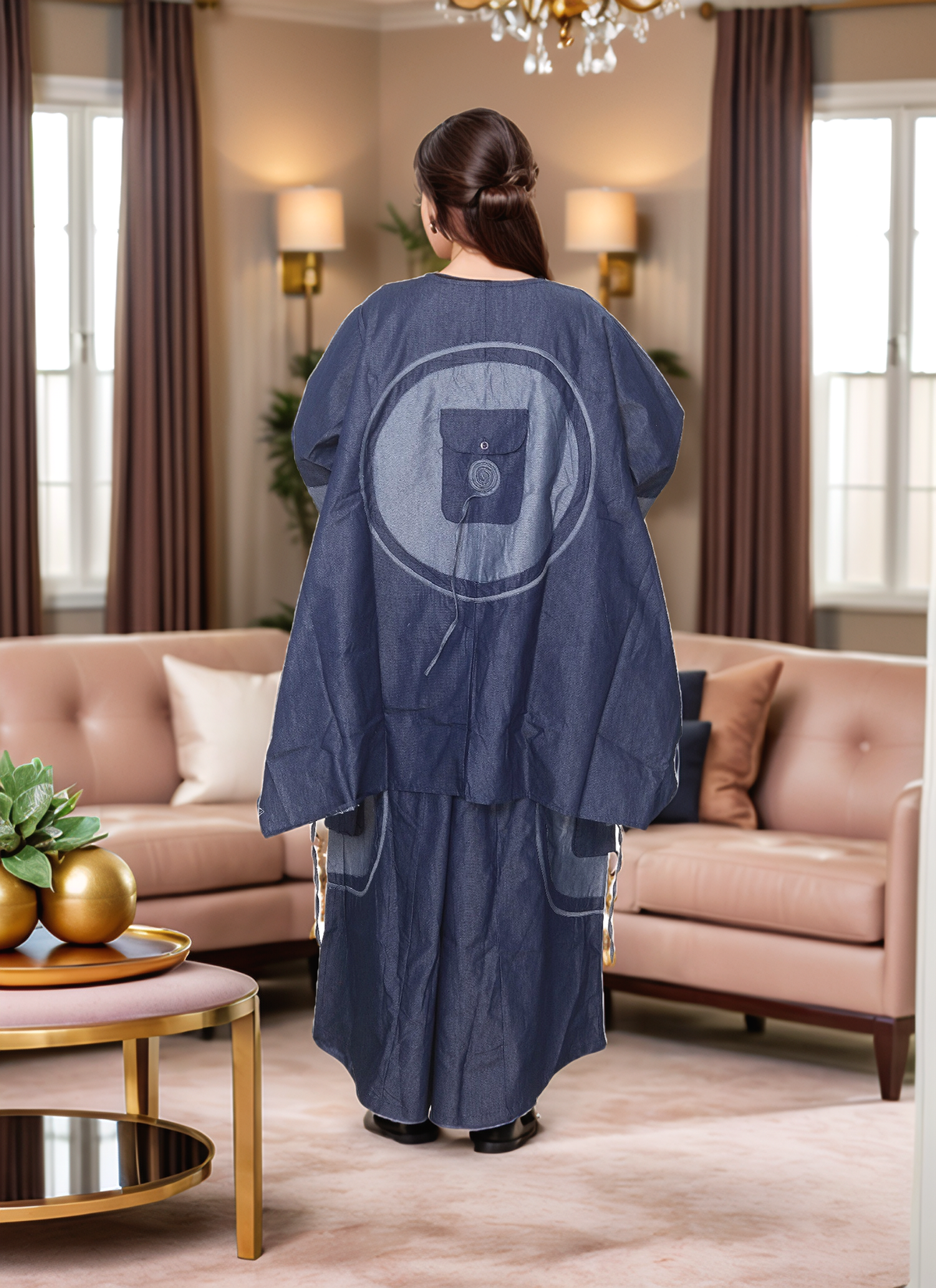 7918 D - Elegant 2-Pcs Denim Top & Pant Set - $30.00 Each (3 pcs per pack)