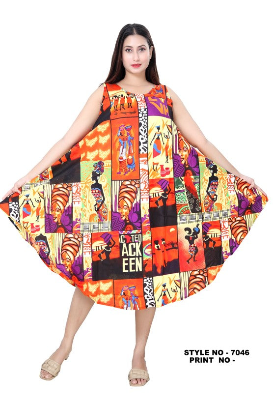 PNA-7046 - Beautiful Women's Lightweight Sleeveless Umbrella Dress With Scarf - (6-PCS PRE-PACK) ($8 Each)